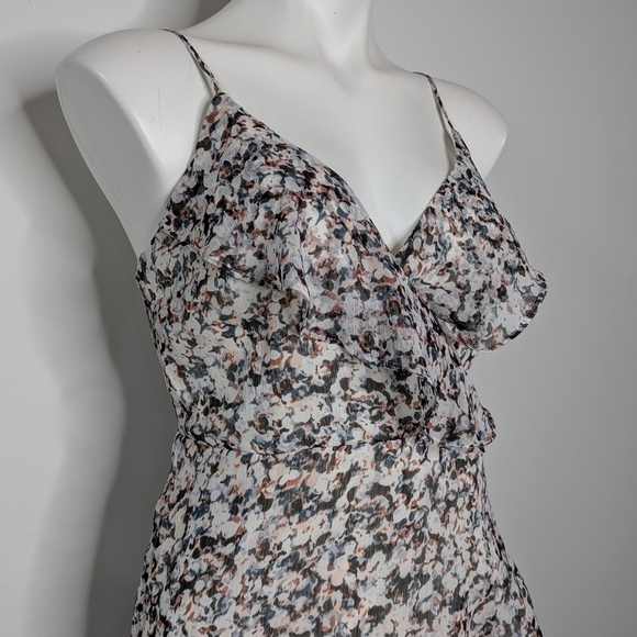 NWT Express white blue grey v neck spaghetti strap ruffle summer sun dress S - Picture 6 of 10